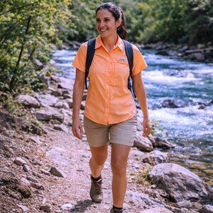 HABIT Womens Valley Trail Shirt Medium Peach Outdoor Adventure BRAND NEW